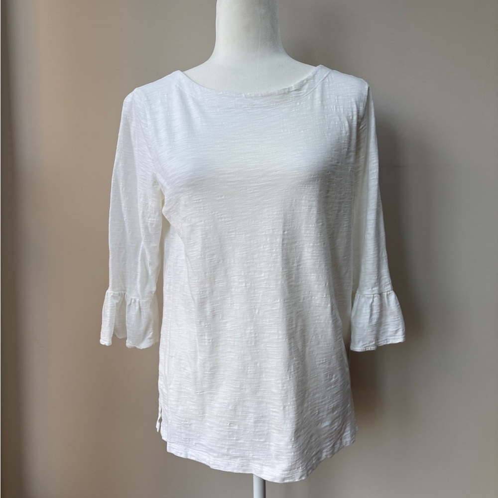 Old Navy Crisp White 3/4 Bell Sleeve Cotton Top